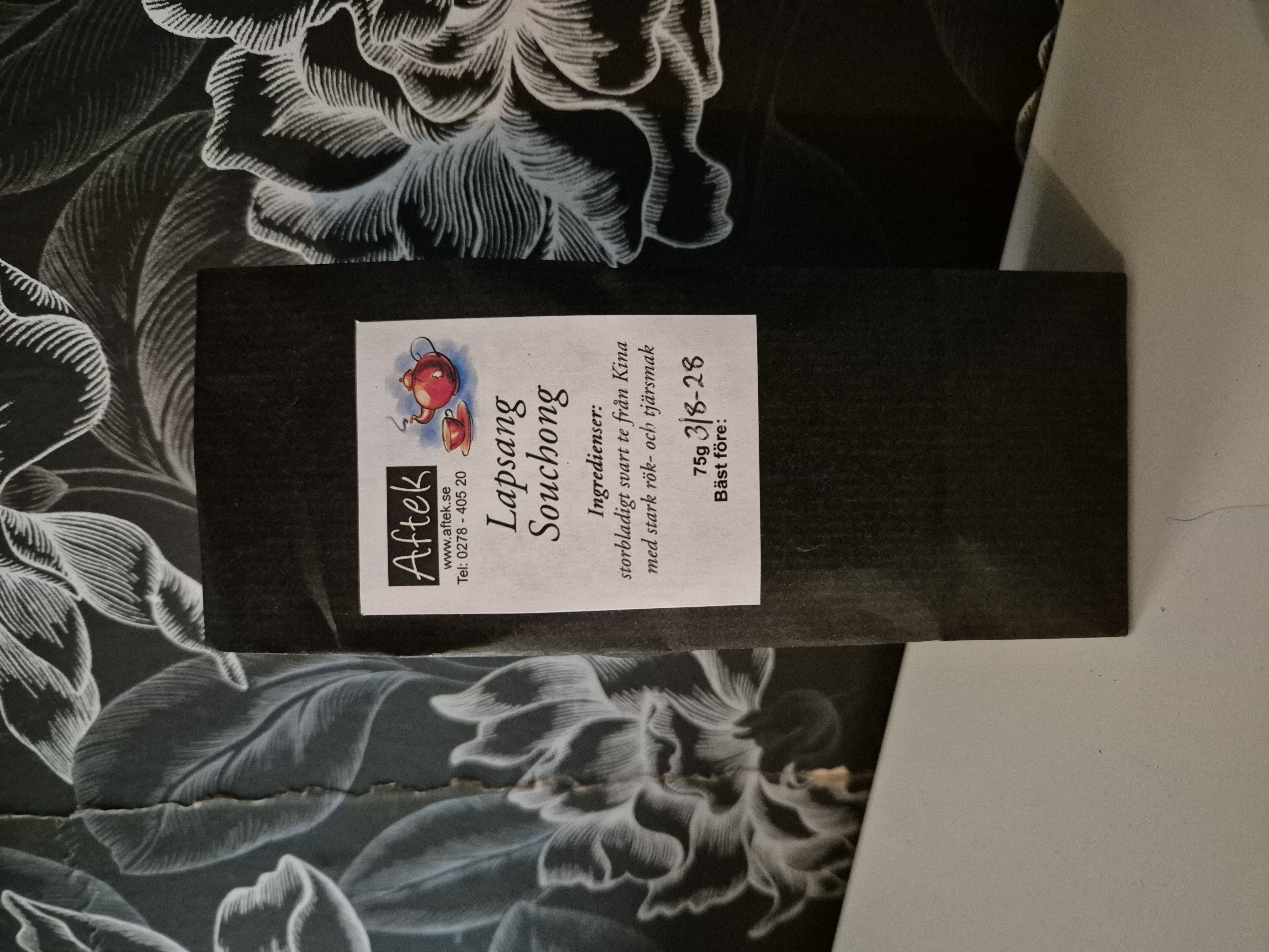 Förpackat svart te, Lapsang Souchong, 75gr, Aftek
