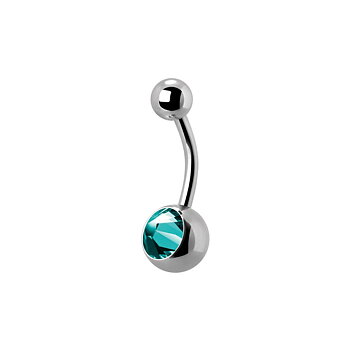 Belly button piercing - baby banana barbell (4x6 mm) - blue crystal