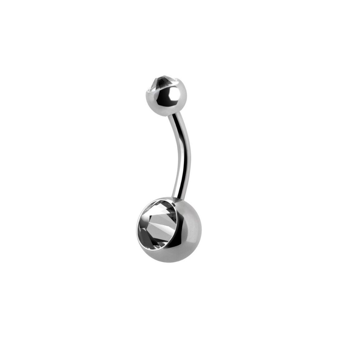 Baby banana barbell (4x6 mm) - white crystals