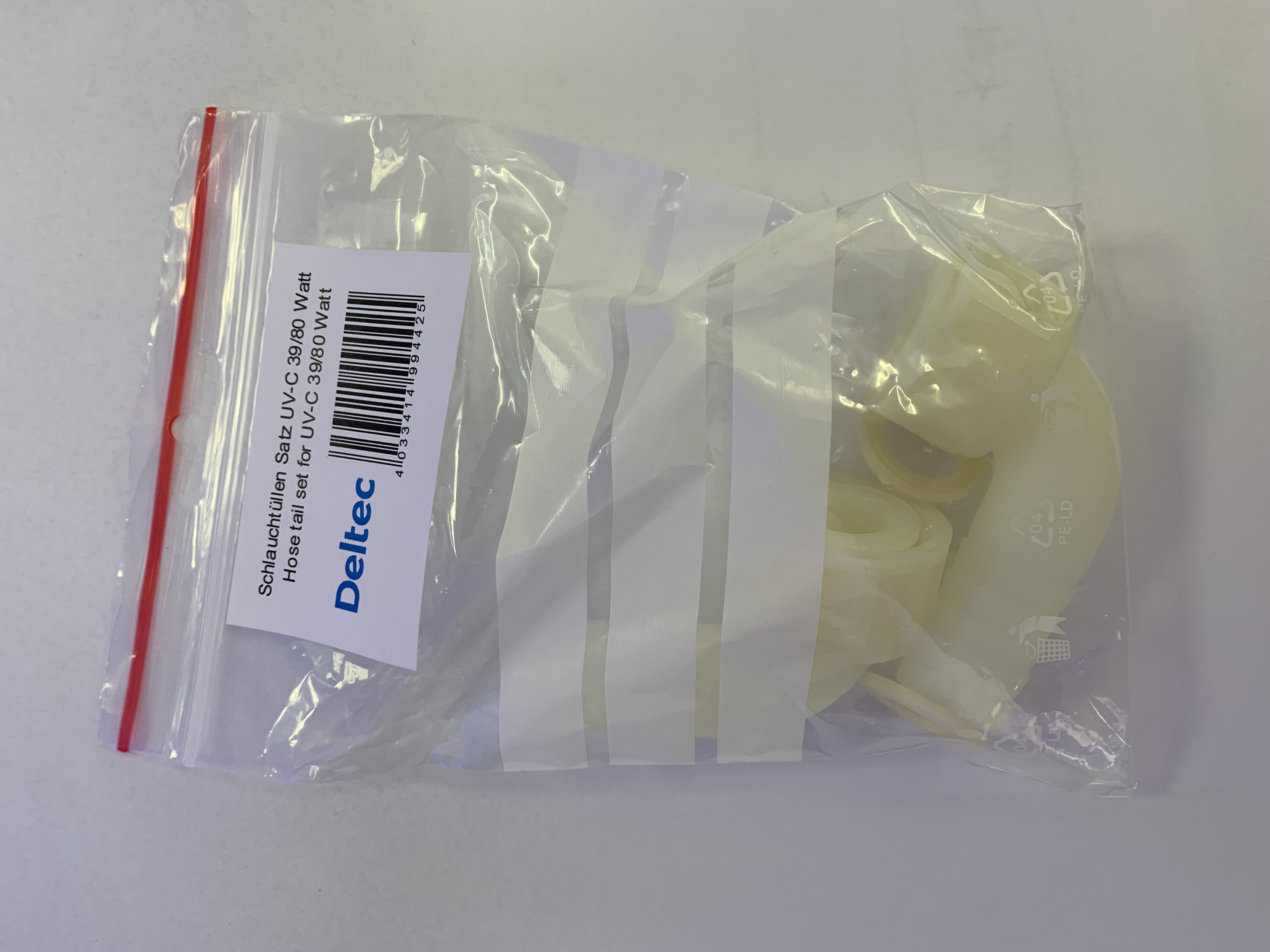 Deltec hose tail connection to UV-C