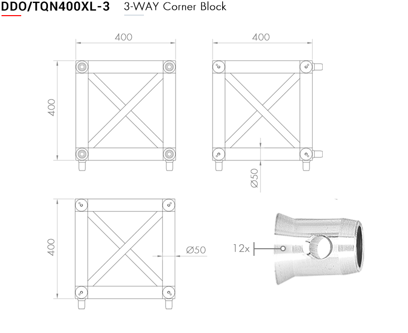 Connection box for trusses / 40 x 40 cm (various connectors) - 3