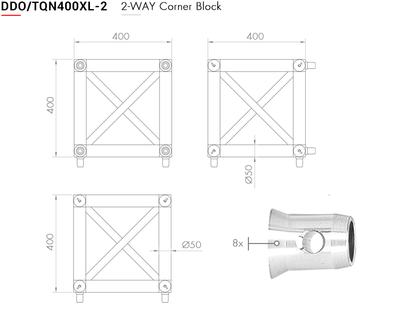 Connection box for trusses / 40 x 40 cm (various connectors) - 2