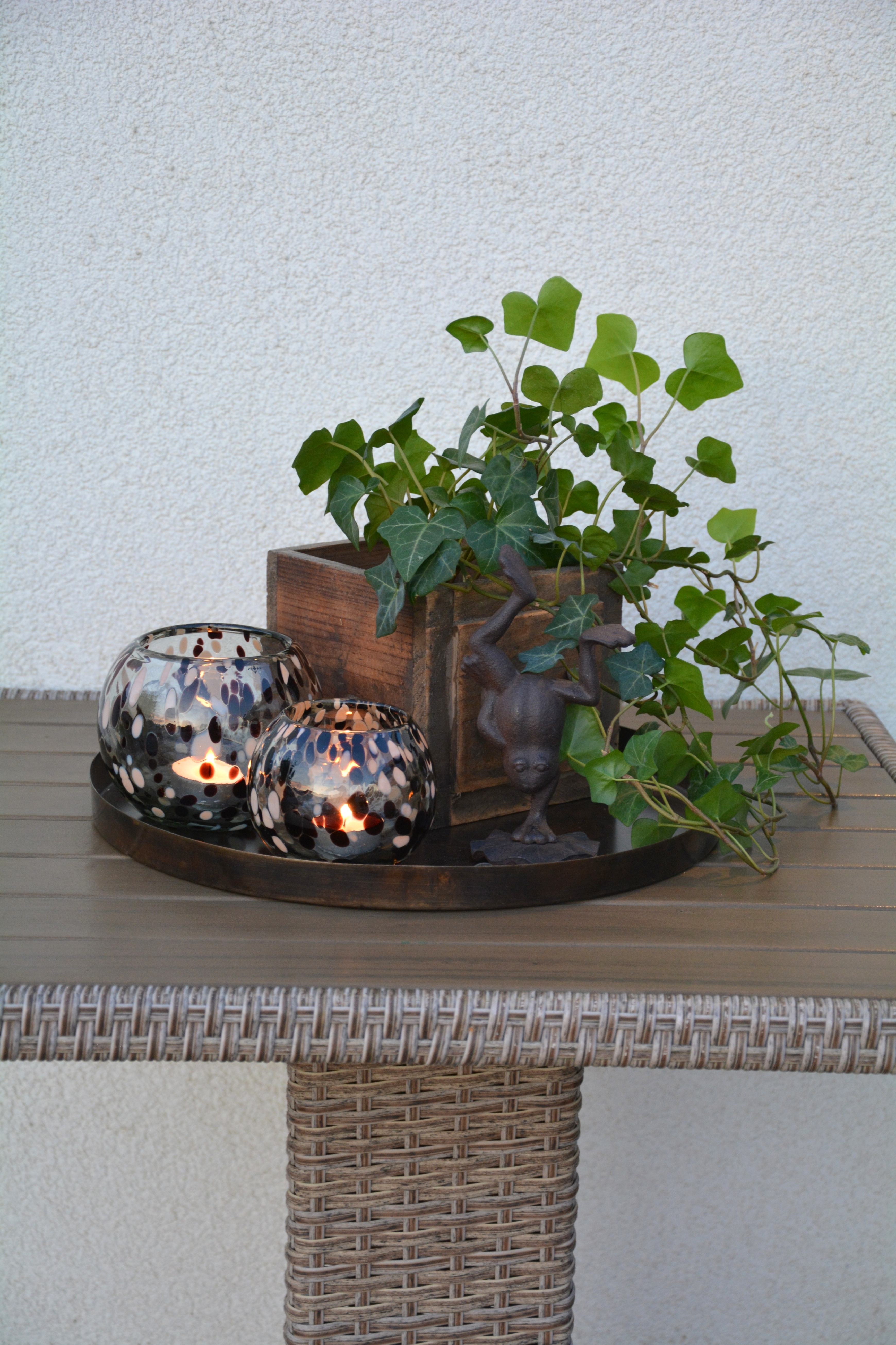 Ljuslykta party brun beige glas 10 cm S - 4