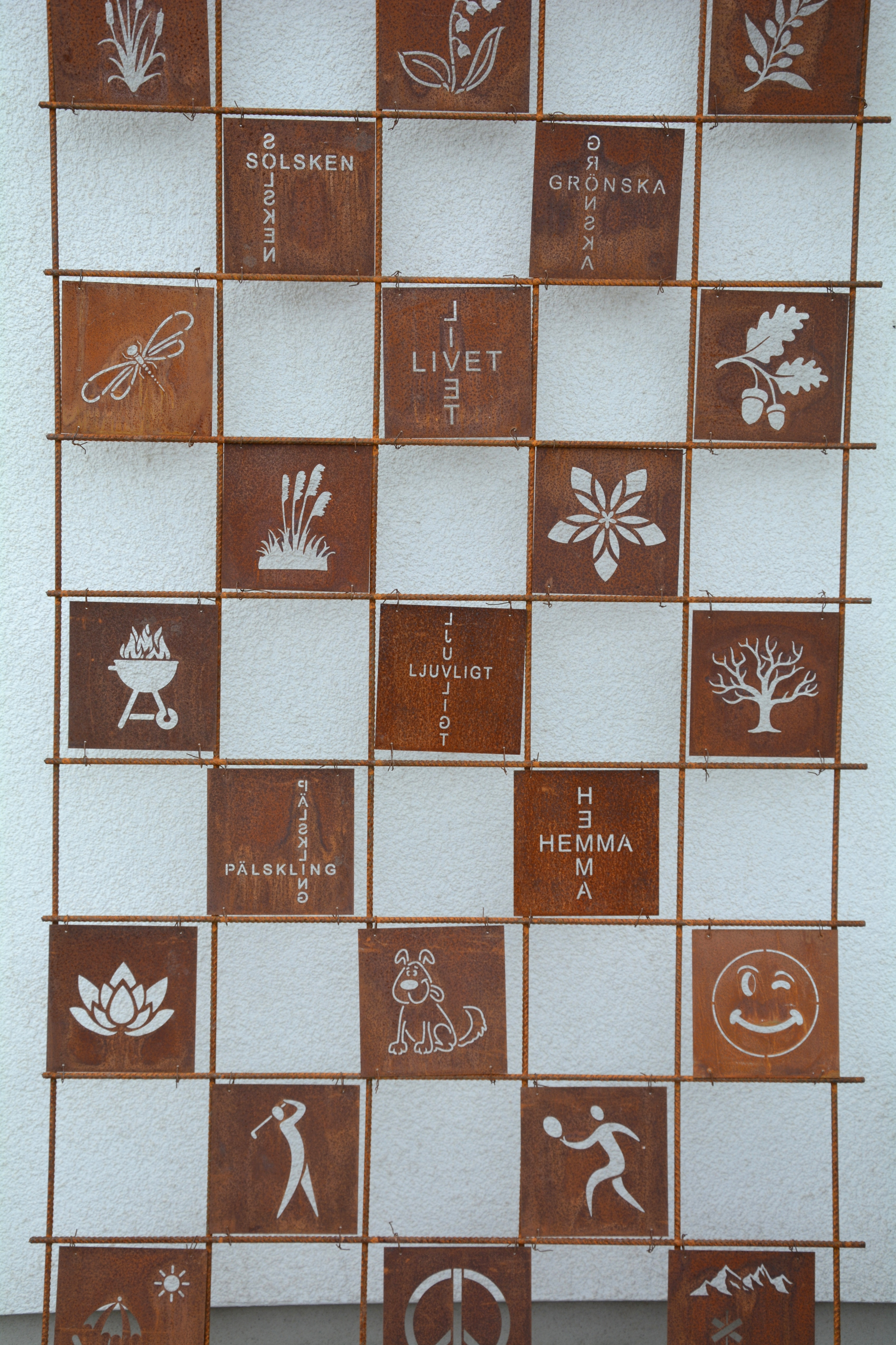 Rostig skylt PAMPASGRÄS till armeringsnät 14 cm