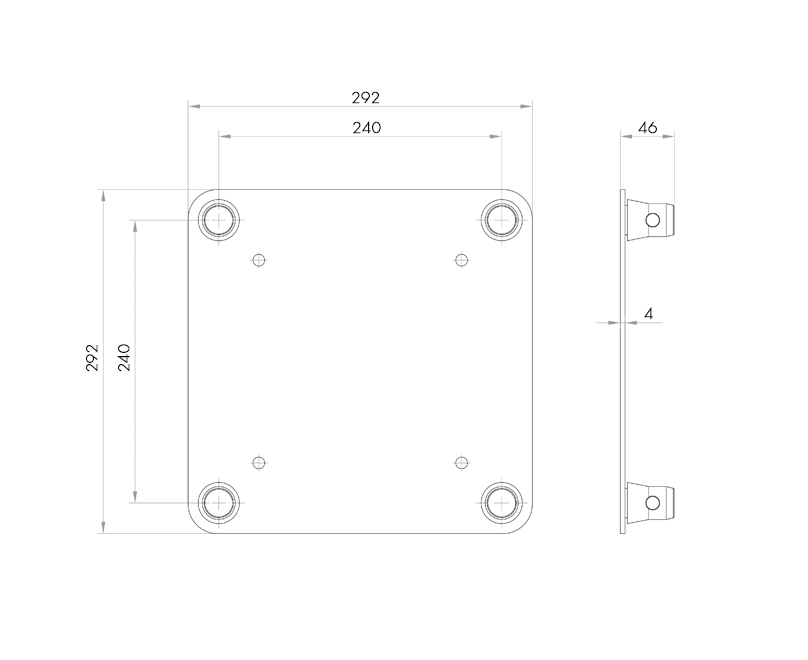 Aluminum base plate for square traverse / 29.2 x 29.2 cm - 2