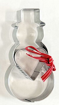 Set Cookie Cutter - Snowman & Heart, with ribbon