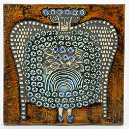 Lisa Larson (Unik 1961) Lovely Wall Plaque with Stylistic Lady Motif 23 cm 
