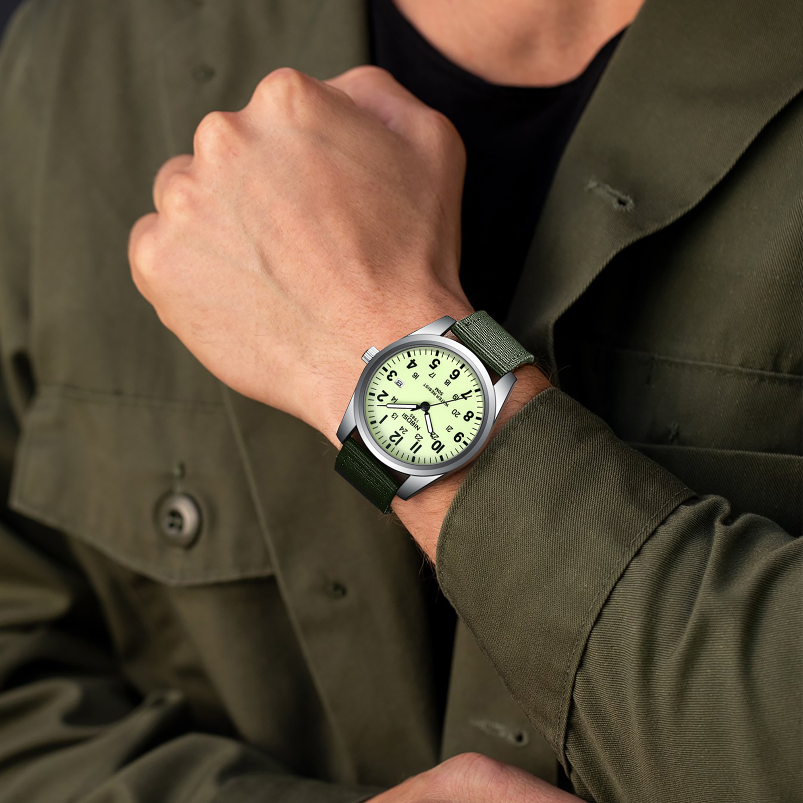 Nibosi Aviator Silver Green - 7