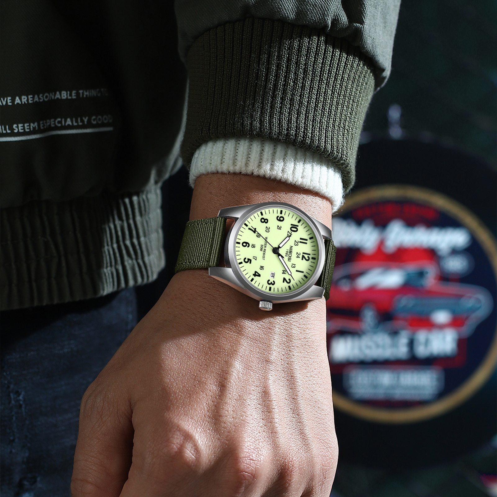 Nibosi Aviator Silver Green - 8