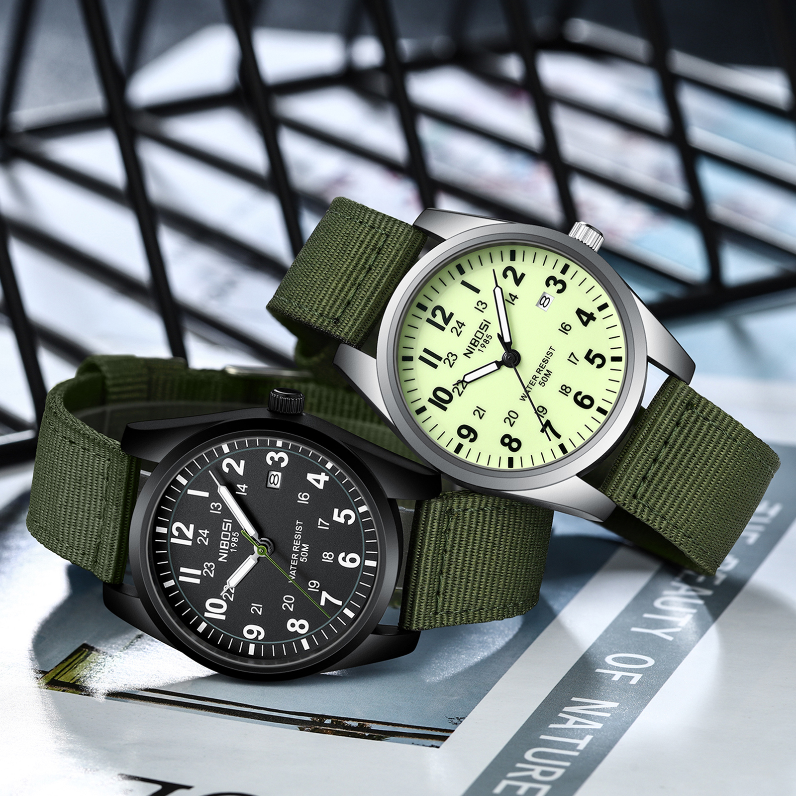 Nibosi Aviator Silver Green - 6