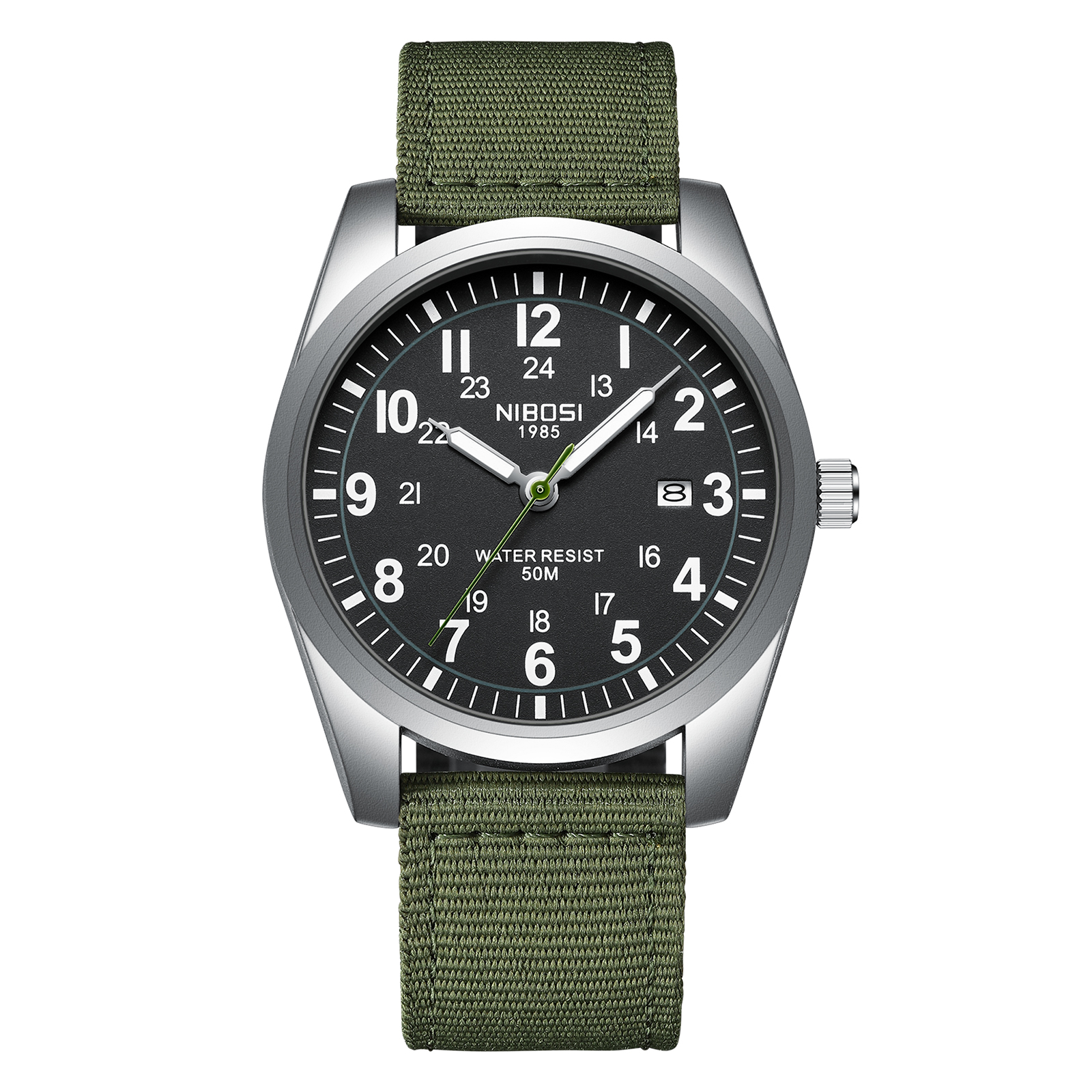 Nibosi Aviator Silver Black