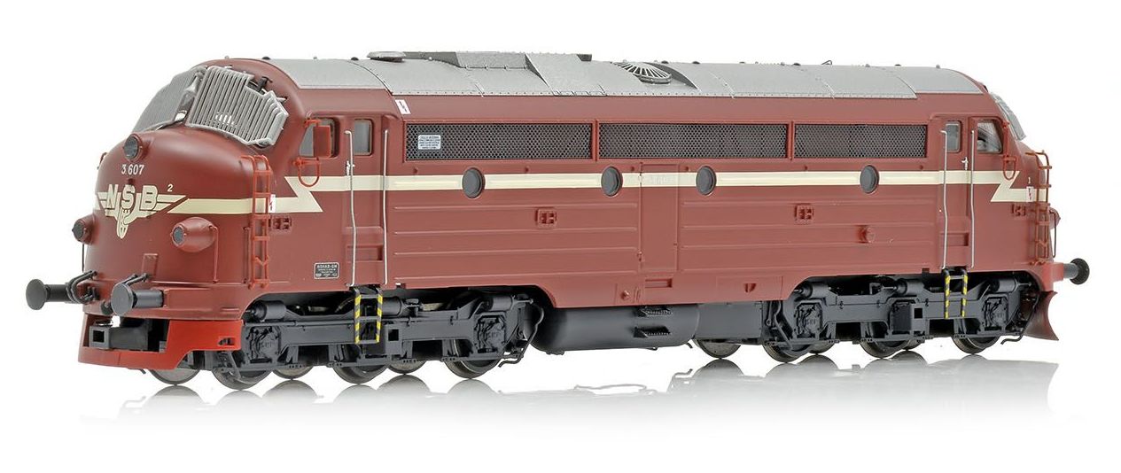 NMJ Topline+ NSB Di3 607, Rødbrun, 4 Dører, Snøplog og Skjørt, DC - 5