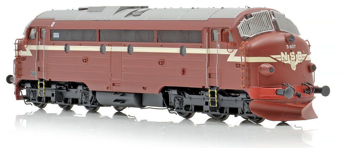NMJ Topline+ NSB Di3 607, Rødbrun, 4 Dører, Snøplog og Skjørt, DC - 4