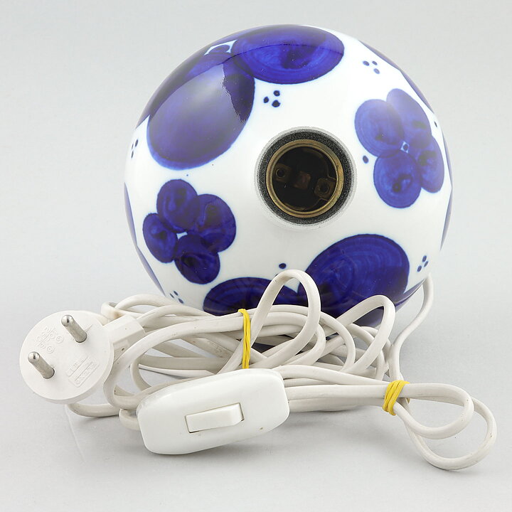 Sylvia Leuchovius (1960s) Studio Lamp with Blue Flower Decor 20 cm (1)