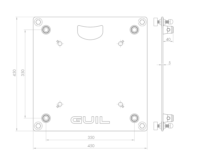 Steel base plate for square trusses / 45 x 45 cm - 4