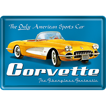 Die einzige amerikanische Sportwagen-Corvette.  Nummernschild aus Metall.
