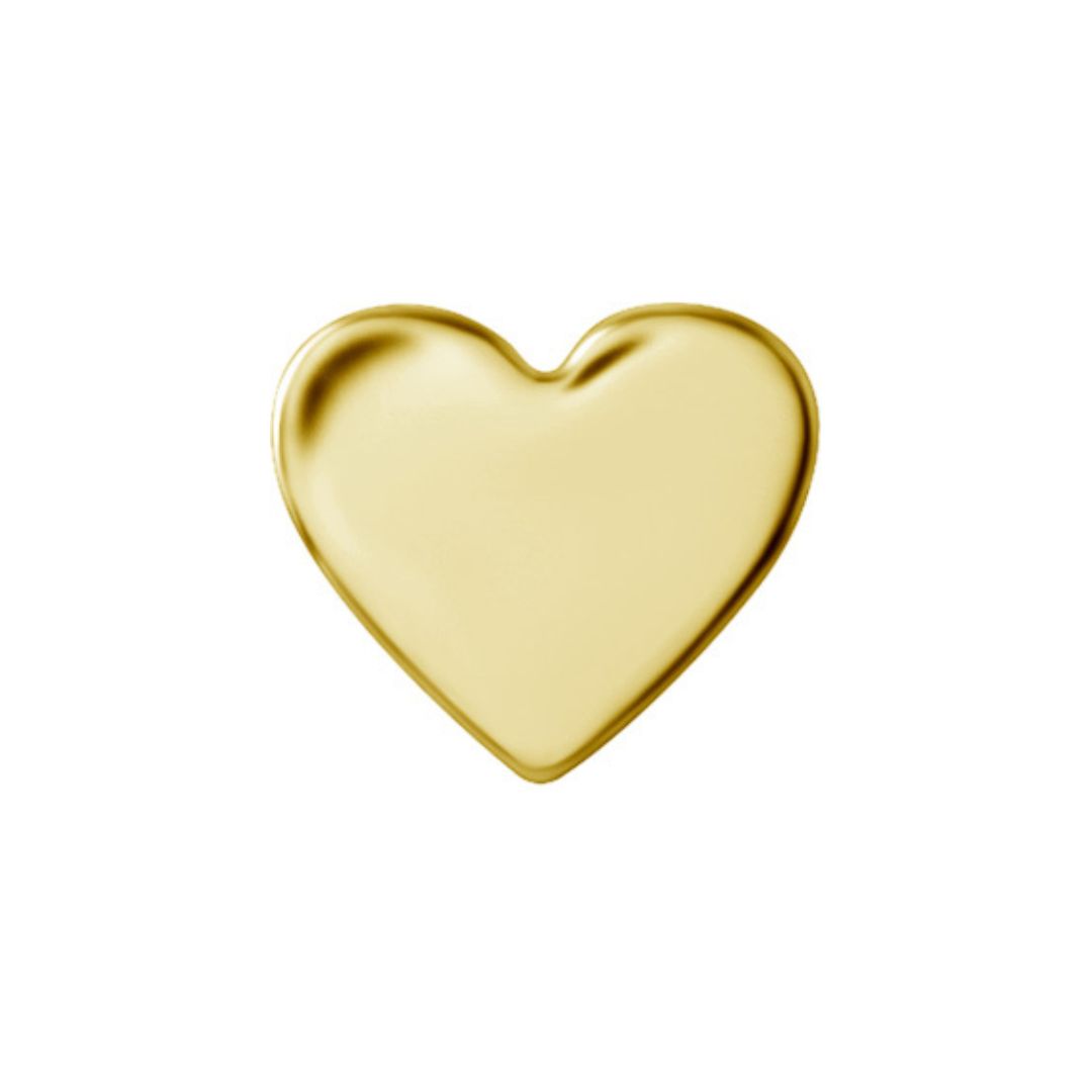 Top to internally threaded labret - heart - titanium - Gold PVD