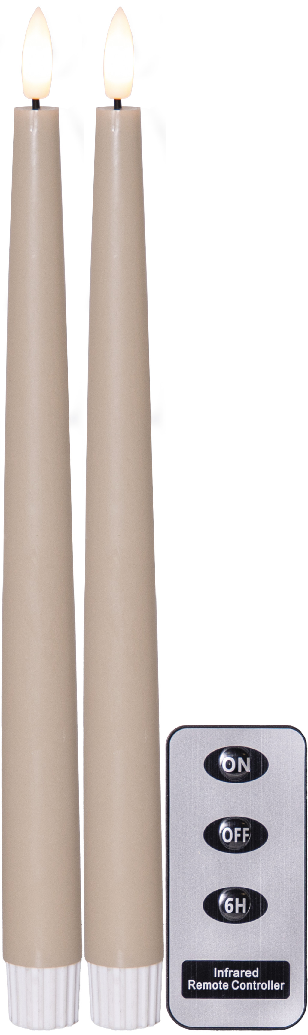 2 st antikljus 28 cm. Beige LED-ljus med batteri, fjärrkontroll och timer - 3