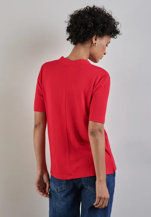 Basic V-neck Shirt - Mandarin red - Street One