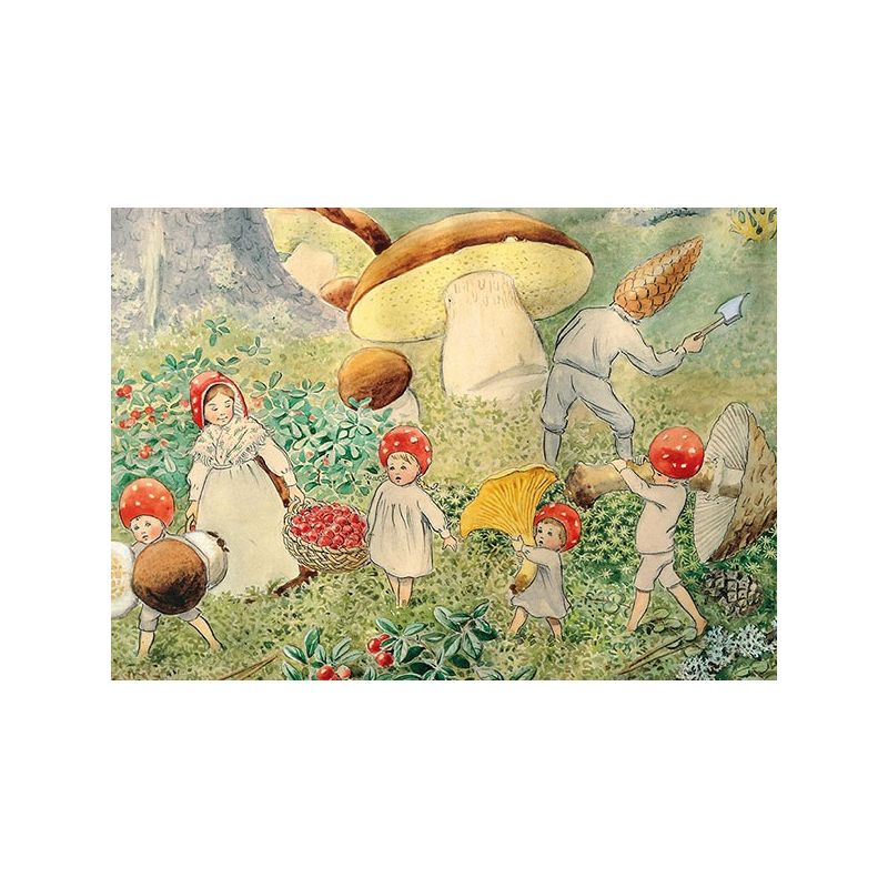 Vykort med Tomtebobarnen & Höstsvampar – Elsa Beskow