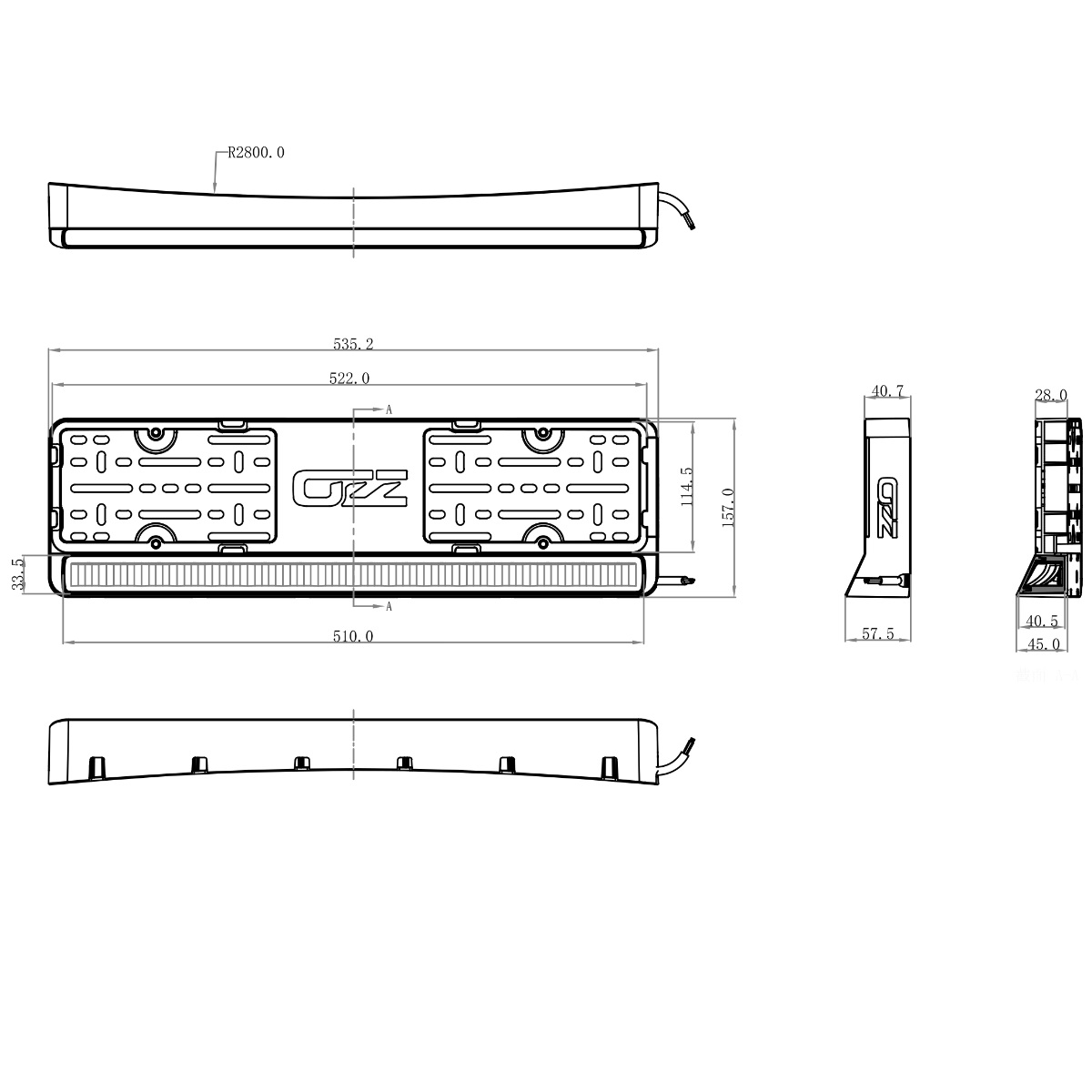 OZZ LP1 LED Light Bar | Integrated in license plate holder - 7