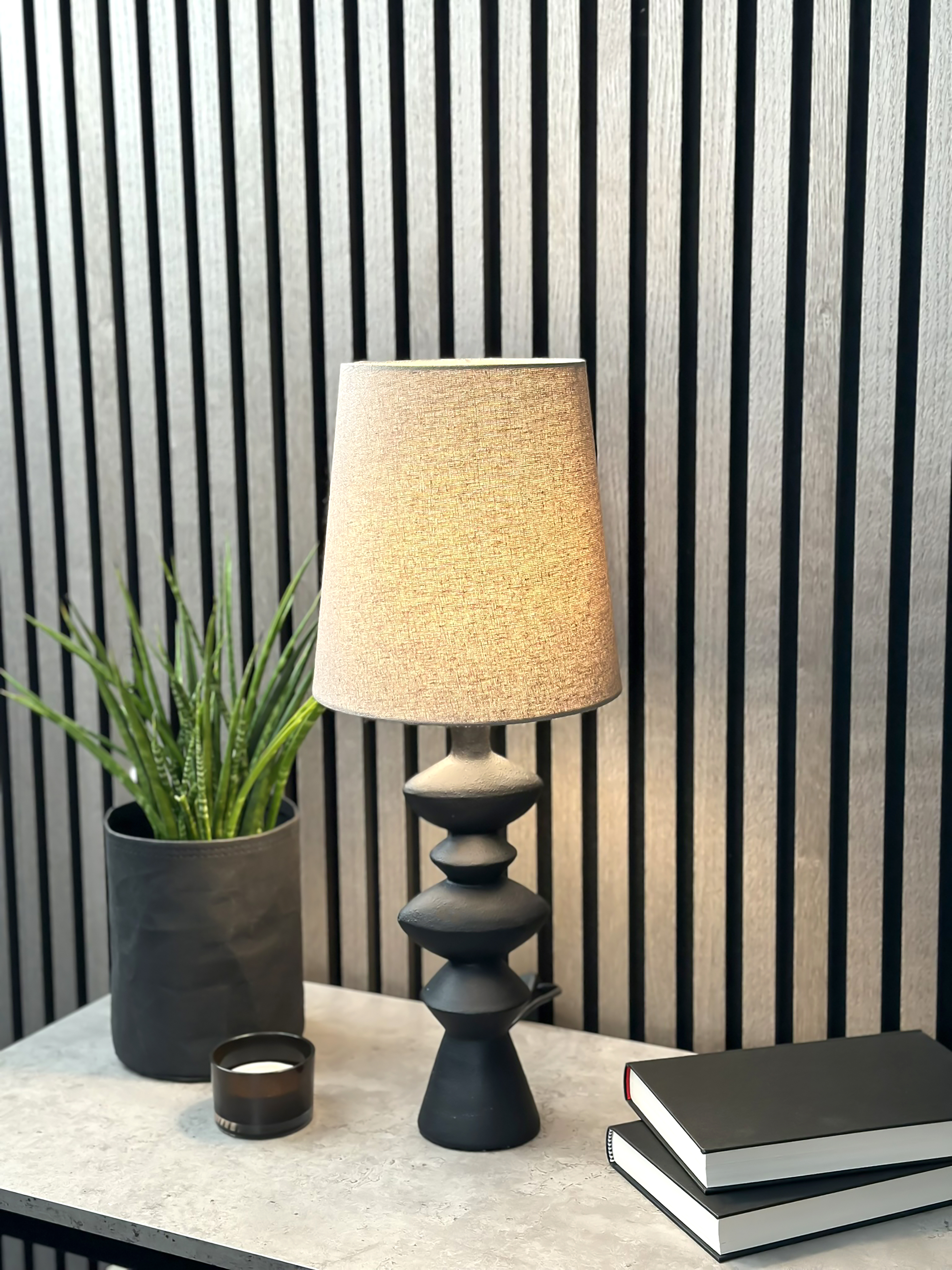 Nina bordslampa Svart/Naturvit- Aneta - 2
