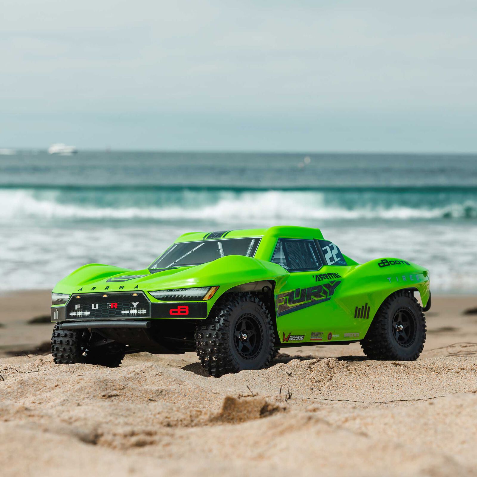 Arrma 1/10 FURY MEGA 550 2WD Short Course Truck RTR, Green - 12