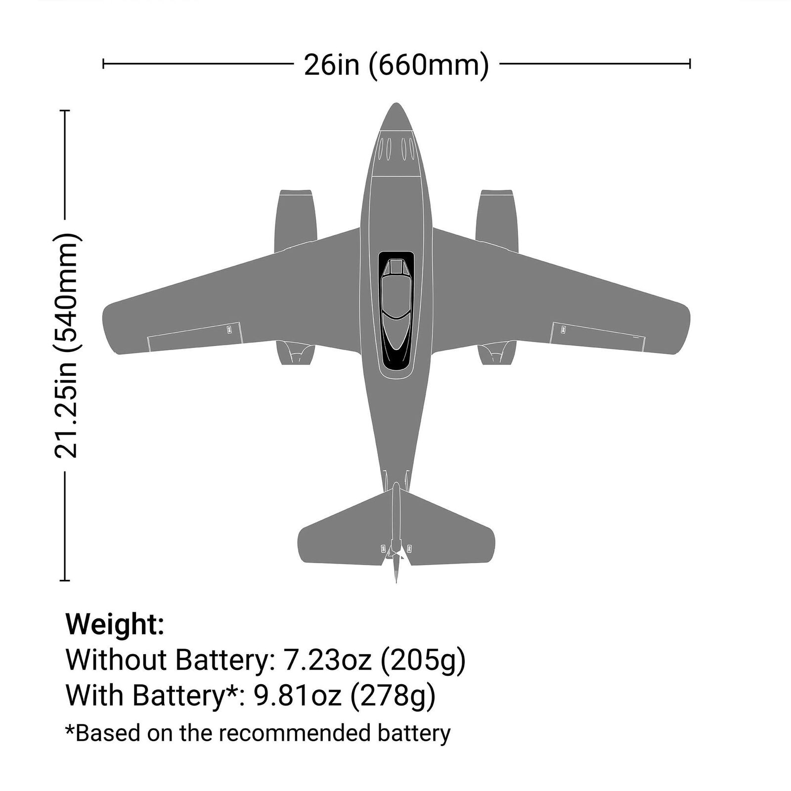 E-Flite UMX Me 262 30mm EDF Jet BNF Basic with AS3X and SAFE Select, 660mm - 28