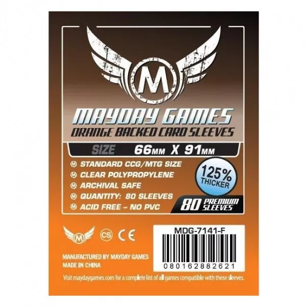 Premium Orange Backed Sleeves (80 Piece) 66x91mm