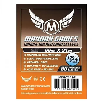 Premium Orange Backed Sleeves (80 Piece) 66x91mm