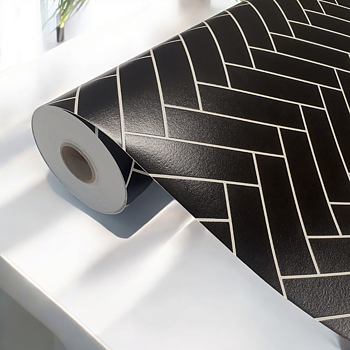 Diagonalt långsmal Kakel-Look Svart Dekorplast Struktur 50 cm bredd Löpmeter