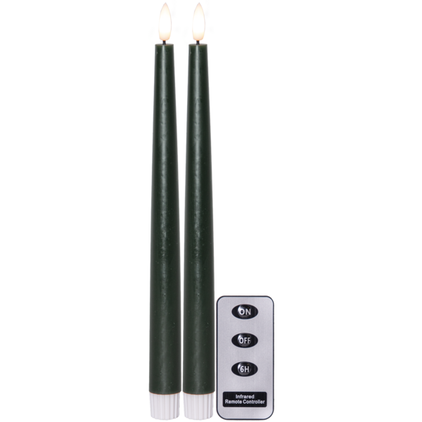 LED Antikljus Flamme Slim Grön 2-pack 
