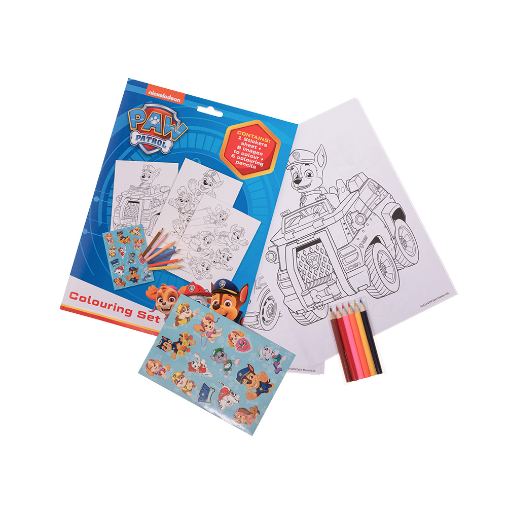 Paw Patrol, Coloring set med 6 Färgpennor & Stickers - 2