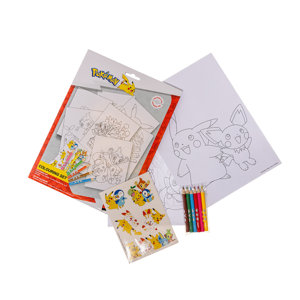 Pokémon Coloring set med 6 Färgpennor & Stickers - 2