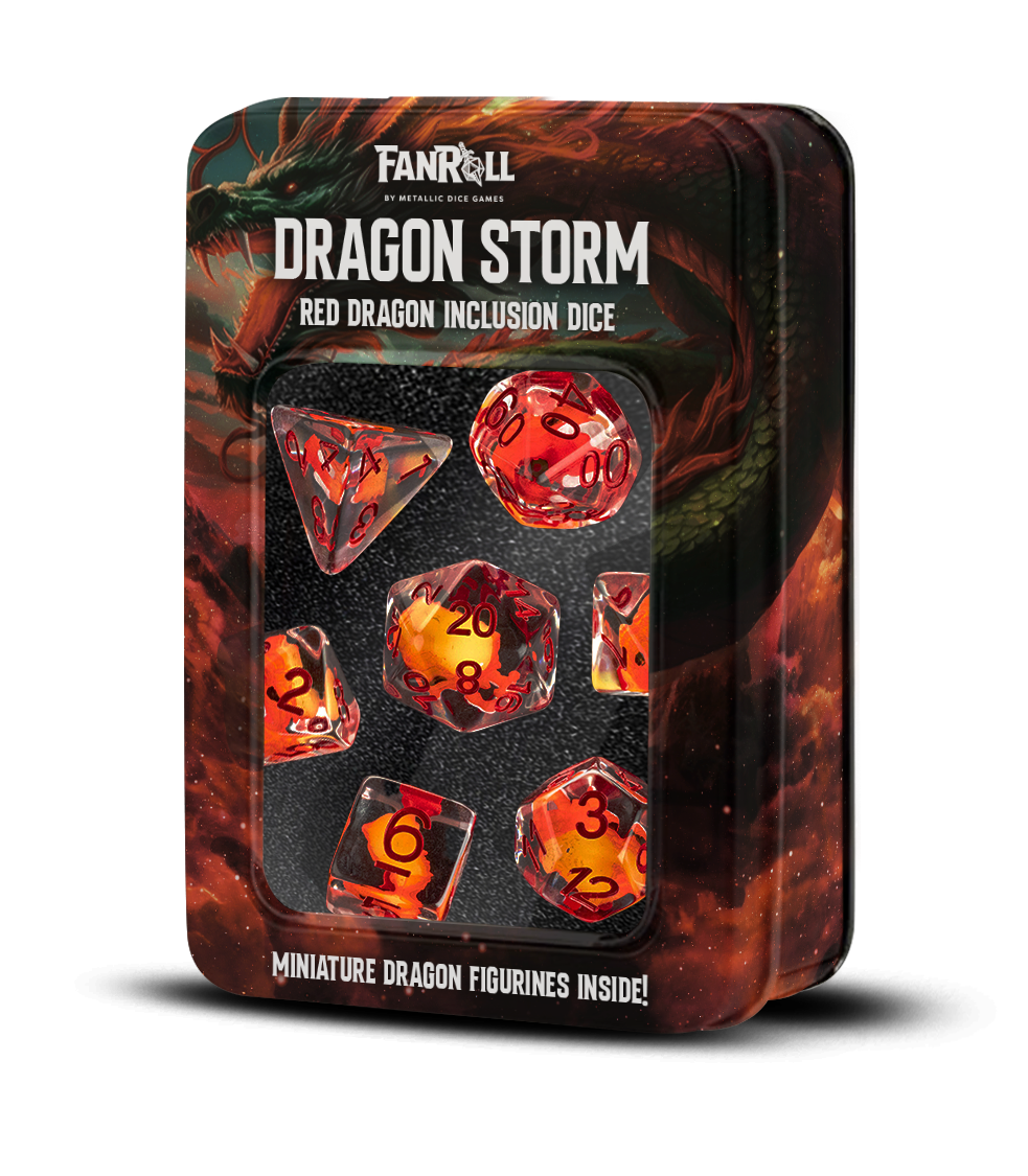 Dragon Storm Inclusion Resin Dice Set Red Dragon Reprint 