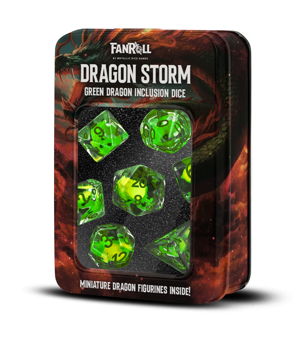 Dragon Storm Inclusion Resin Dice Set Green Dragon