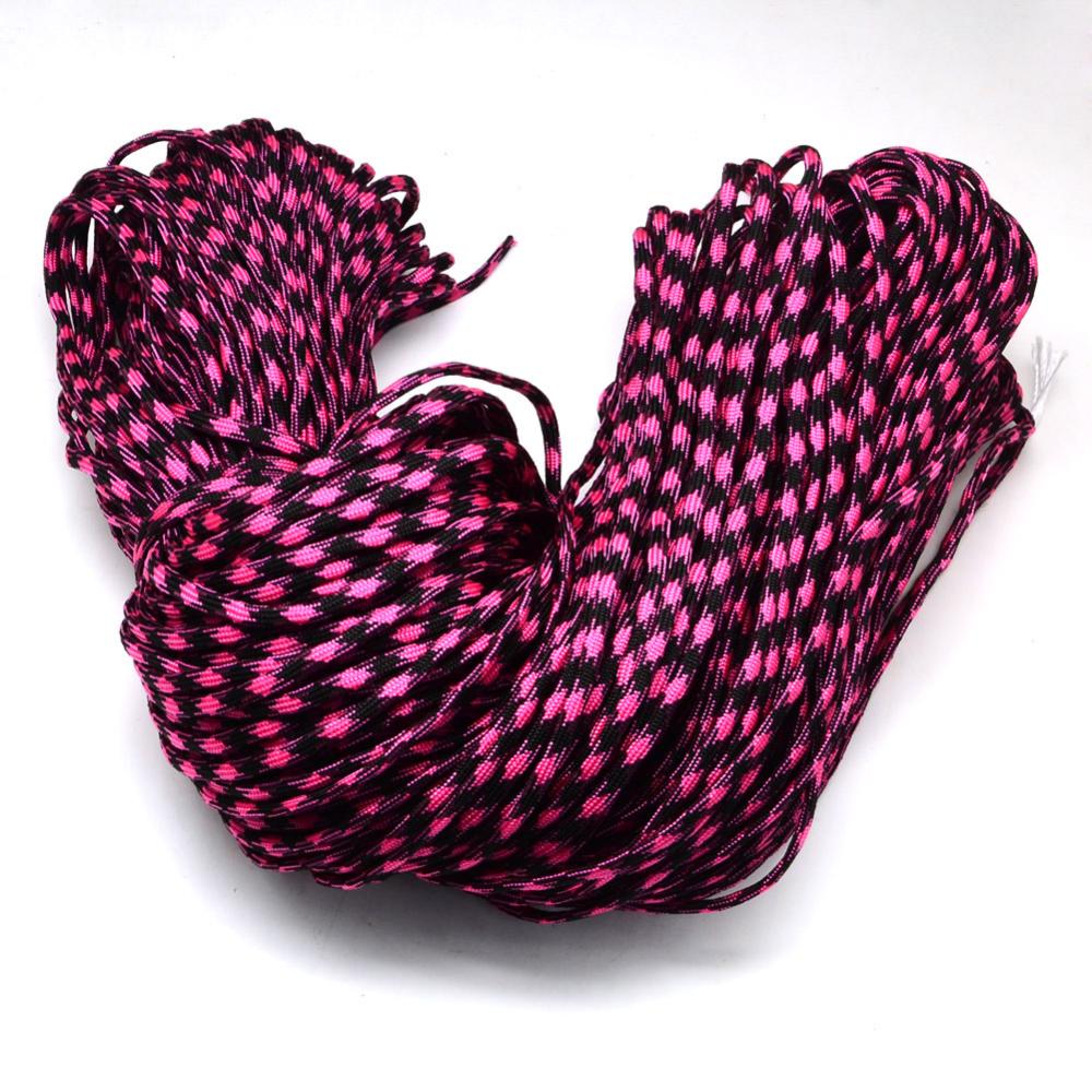 Paracord svart/rosa 5 meter