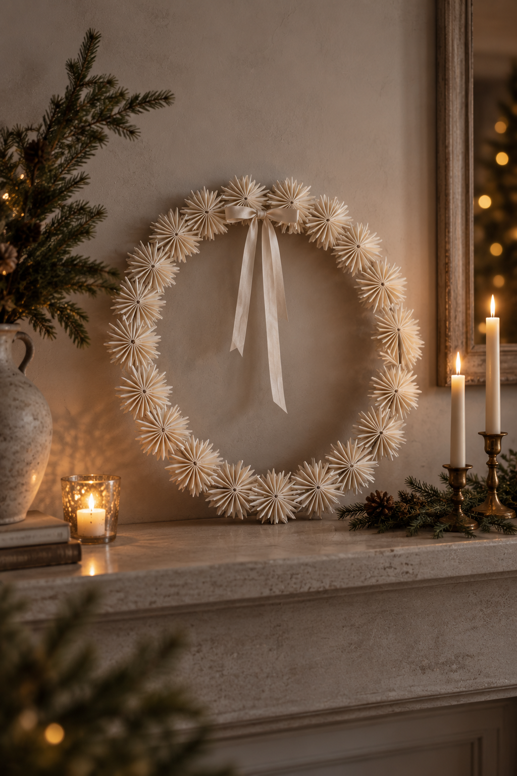 Paper Flake Wreath - White - Krans Papper - 35 cm - Vit - DBKD - 2