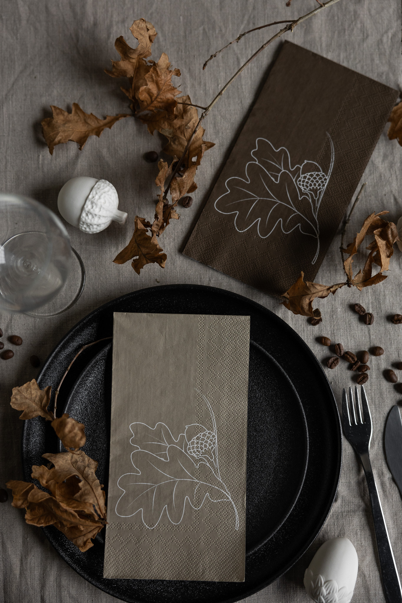 Acorn napkin 16-pack - Greige - 2