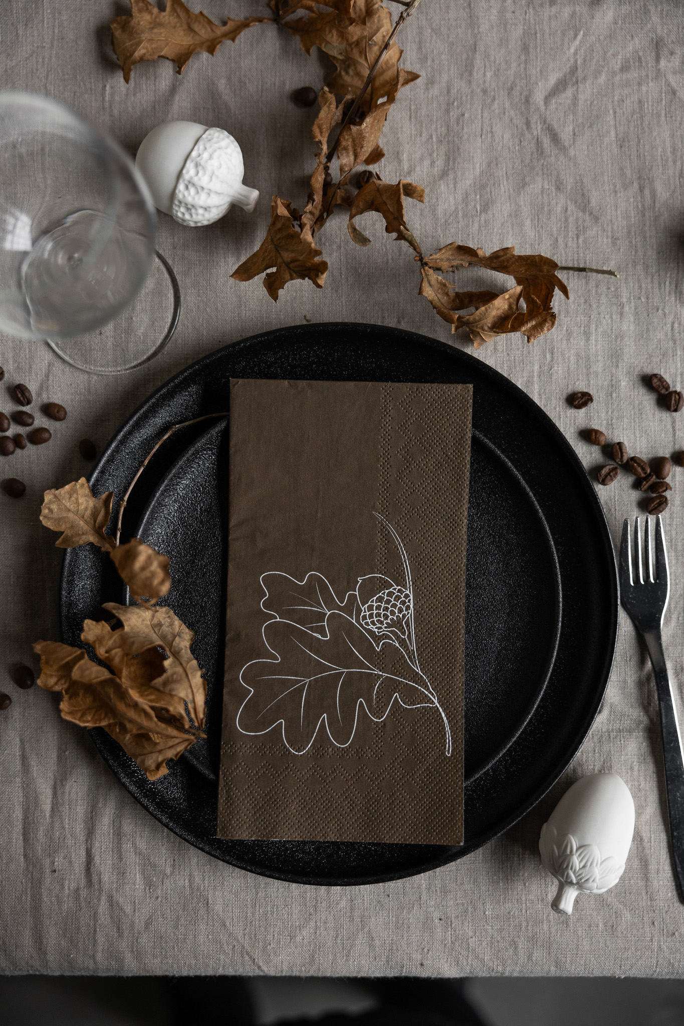 Acorn napkin 16-pack - Brown