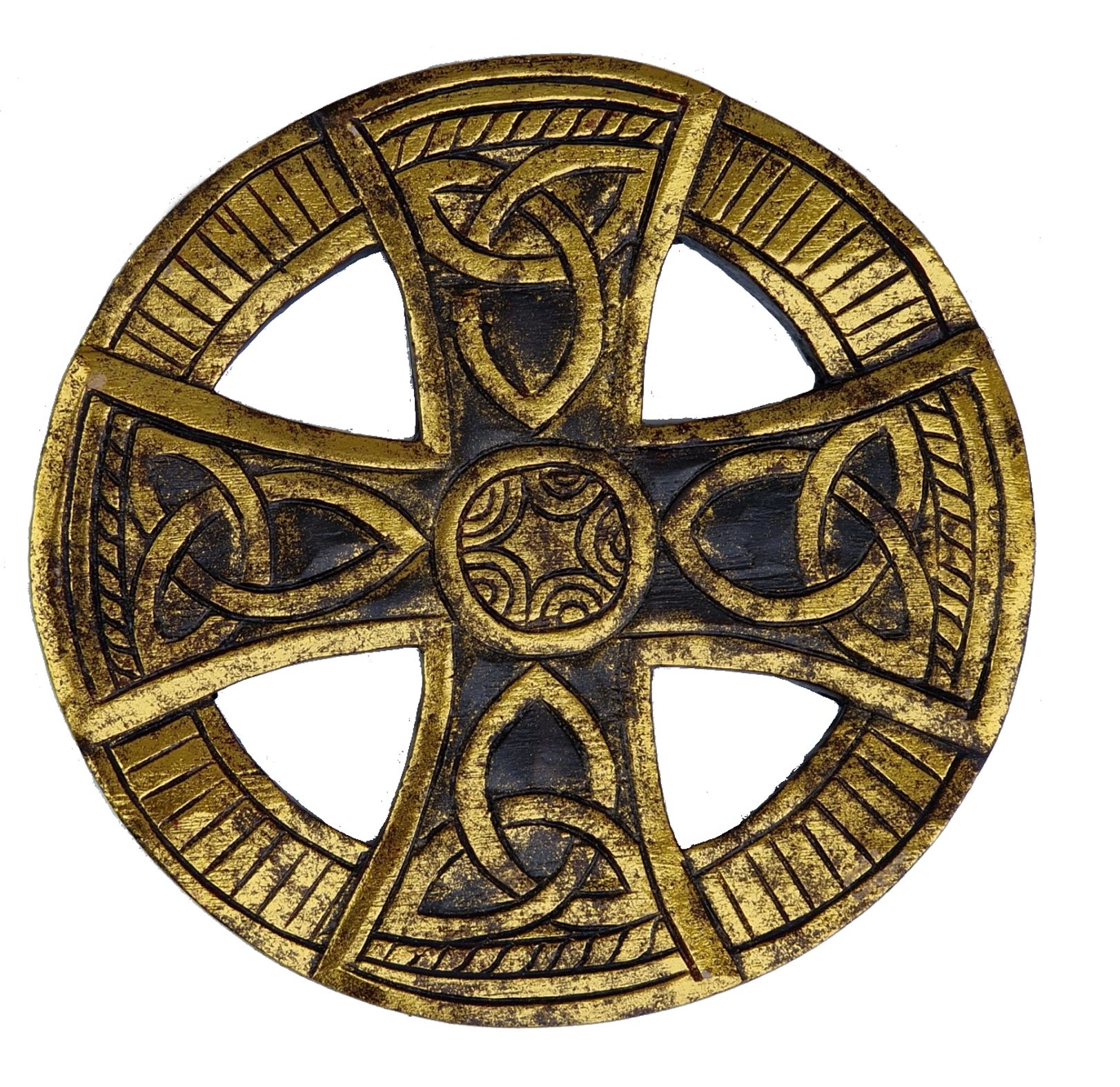 Väggdekoration - Keltiskt Kors med Triquetra - Guld - 2