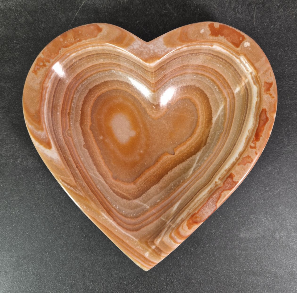 Onyx Skål, Hjärta - Orange/Brun