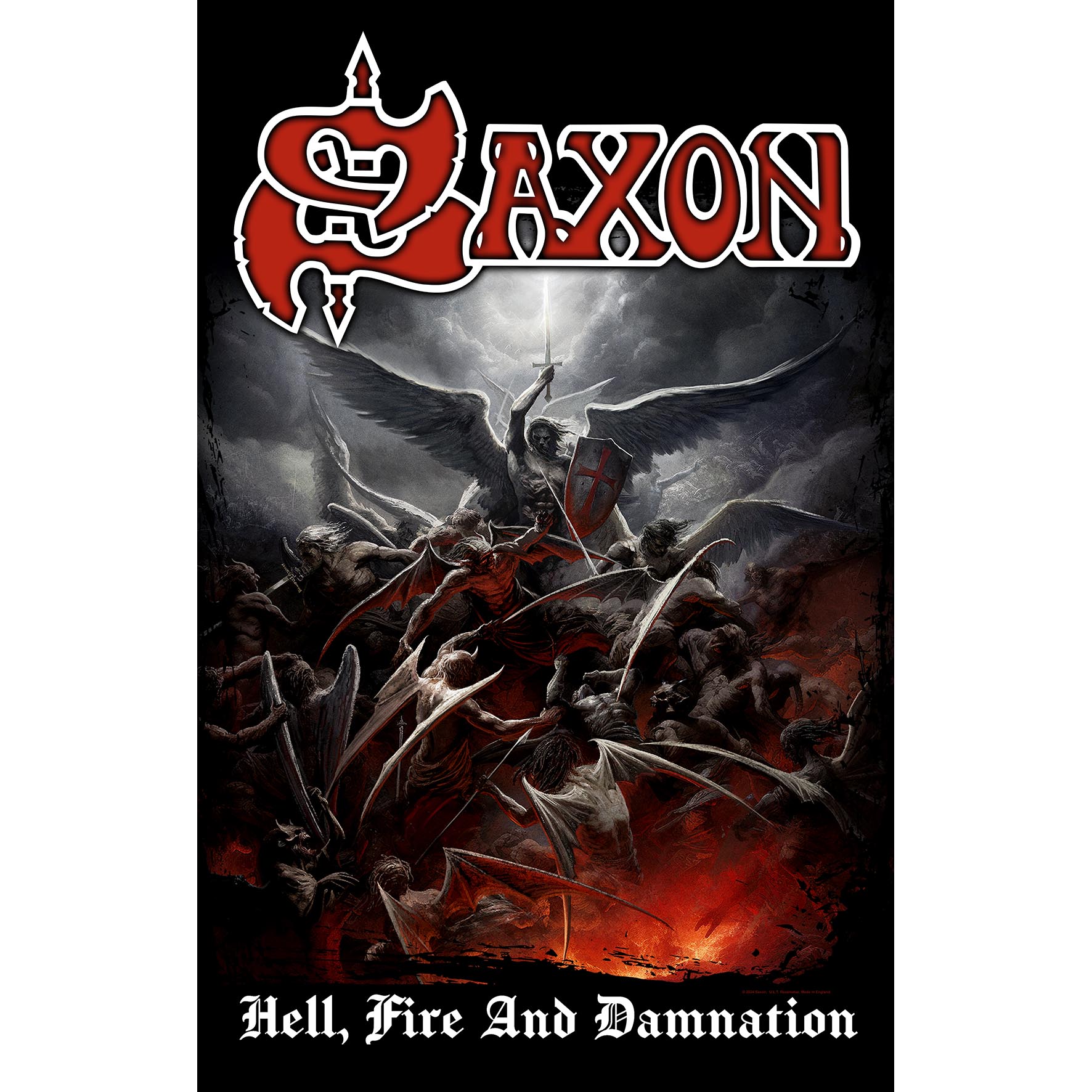 SAXON TEXTILE POSTER - HELL, FIRE AND DAMNATION