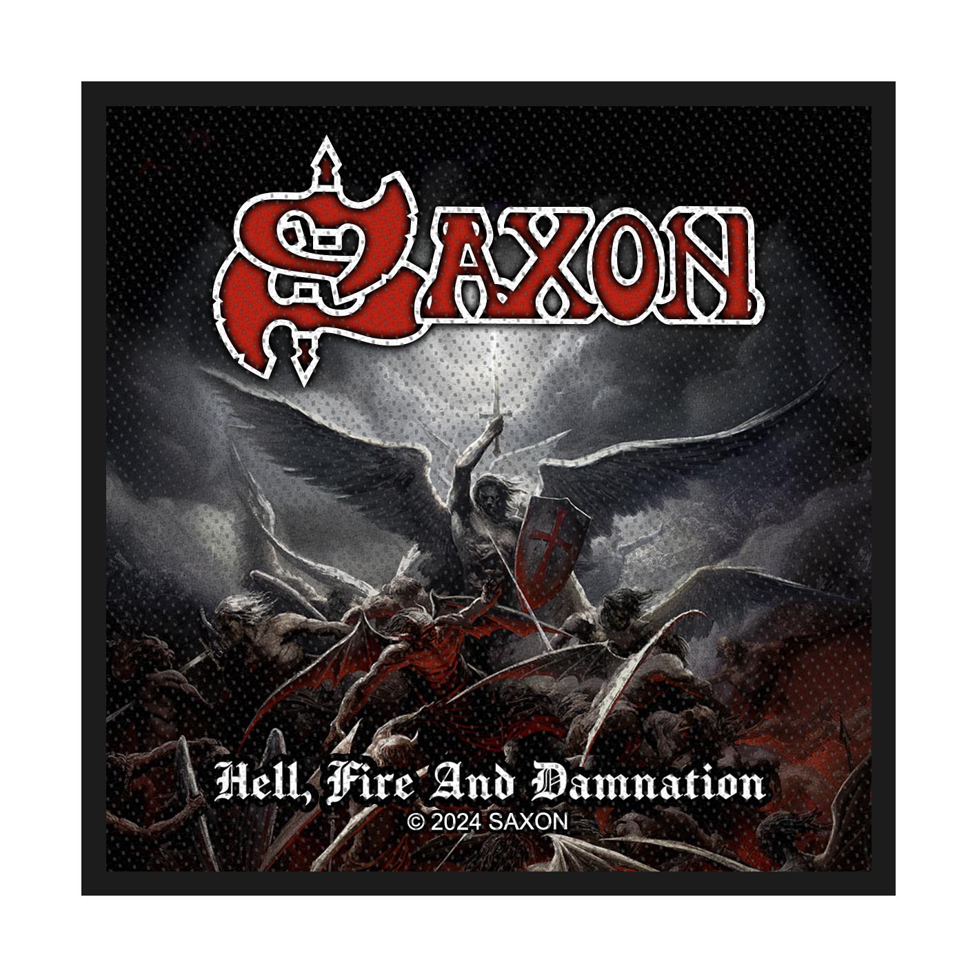 Saxon Woven Patch: Hell, Fire And Damnation