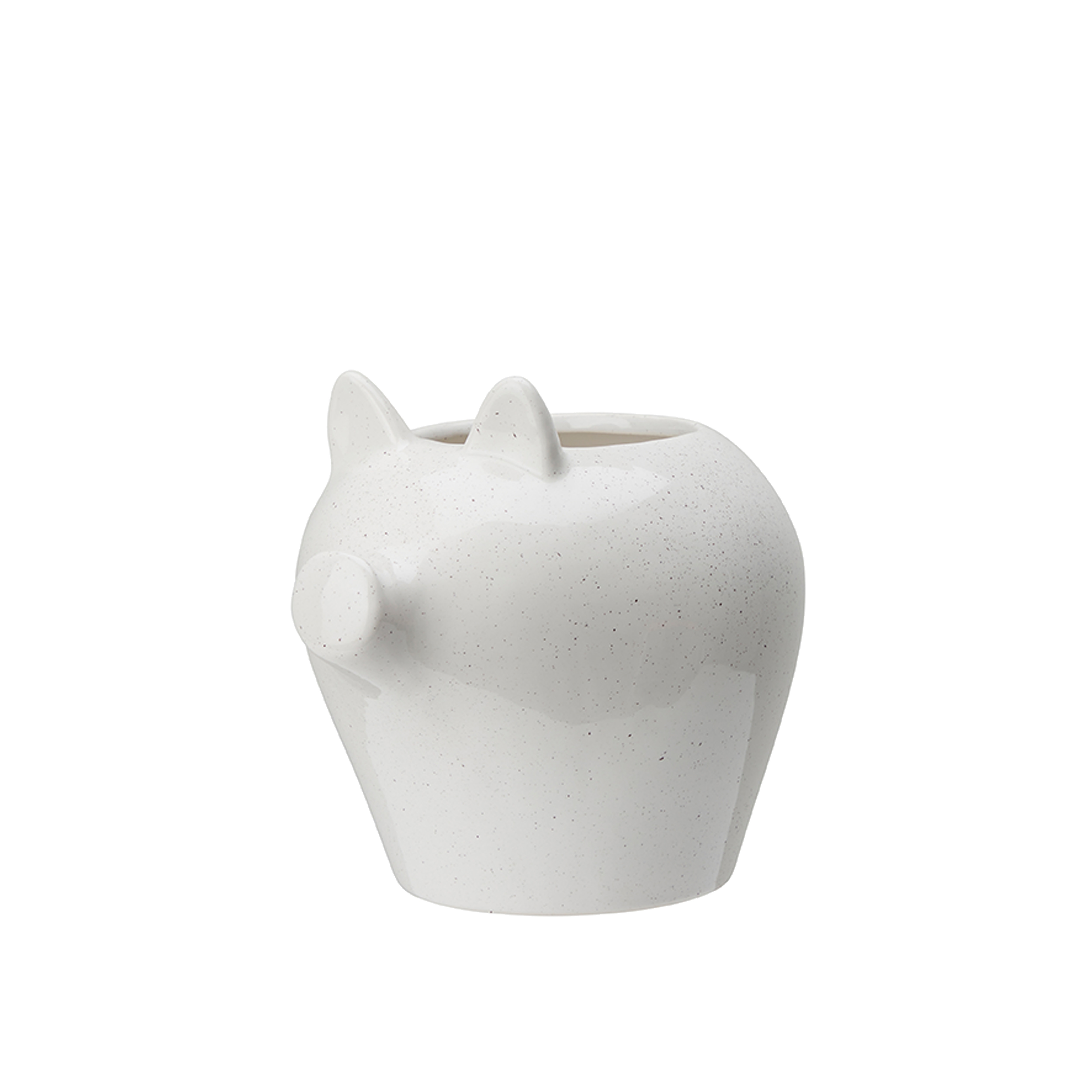 Pot - Pig - Vase - White mottled - 17x14x15 cm - 3