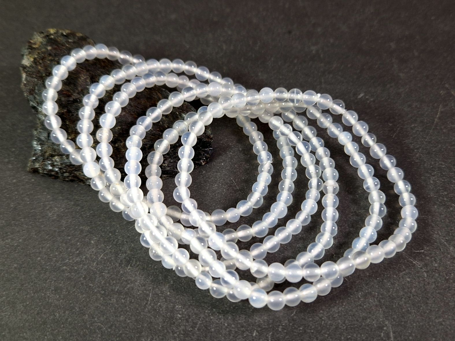 Vit Agat Armband  - 4mm Pärlor