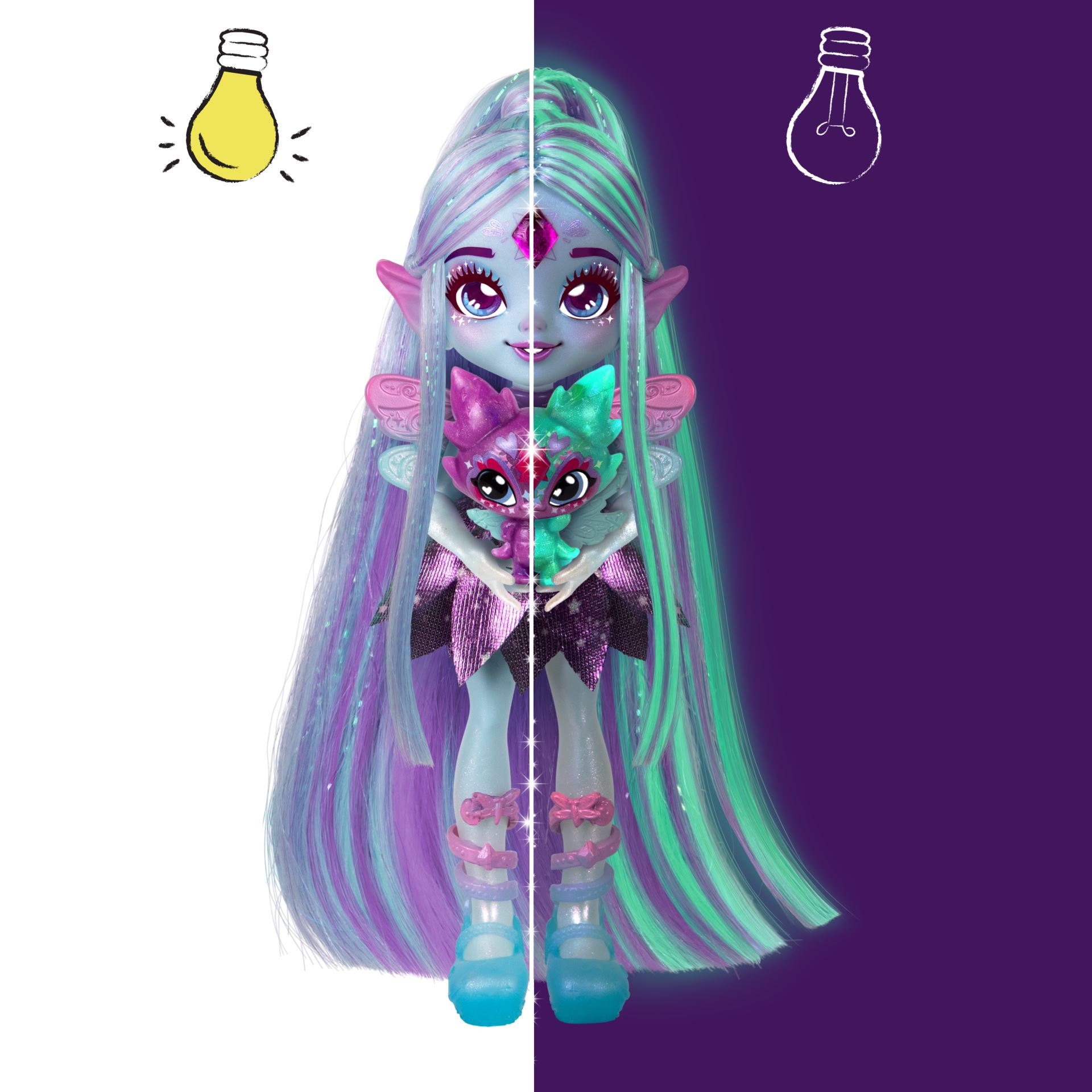 Magic Mixies Pixlings Galaxy Hair Doll Single PK Flyt - 8