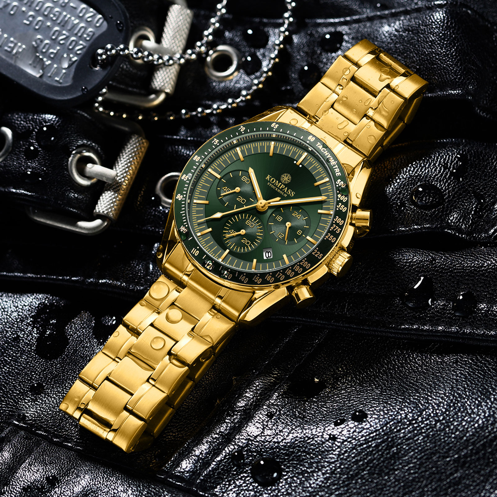 Kompass ChronoSpeed Steel Gold Green - 8