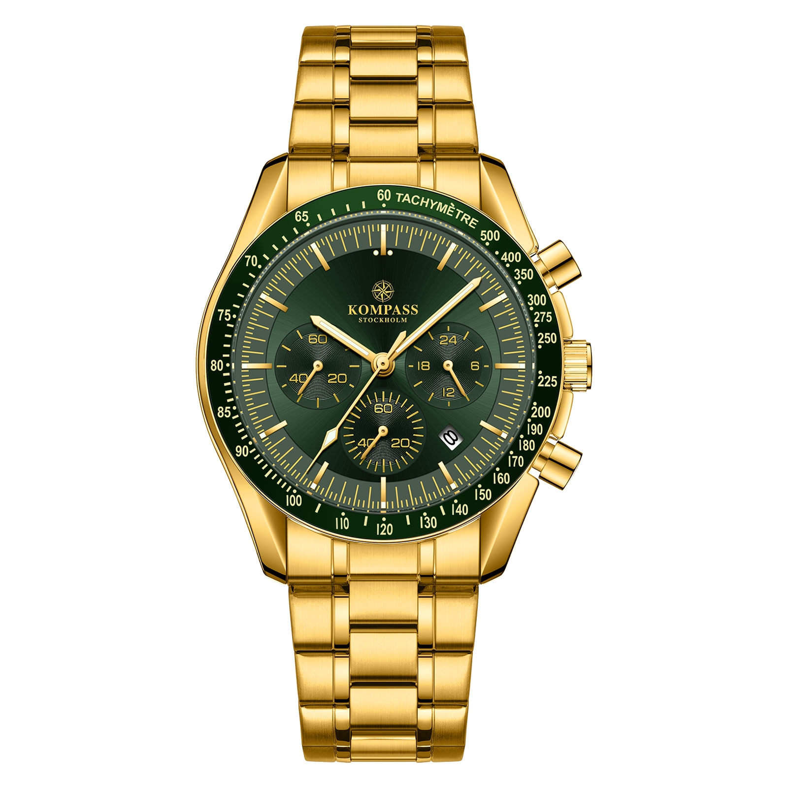 Kompass Stockholm Kompass ChronoSpeed Steel Gold Green