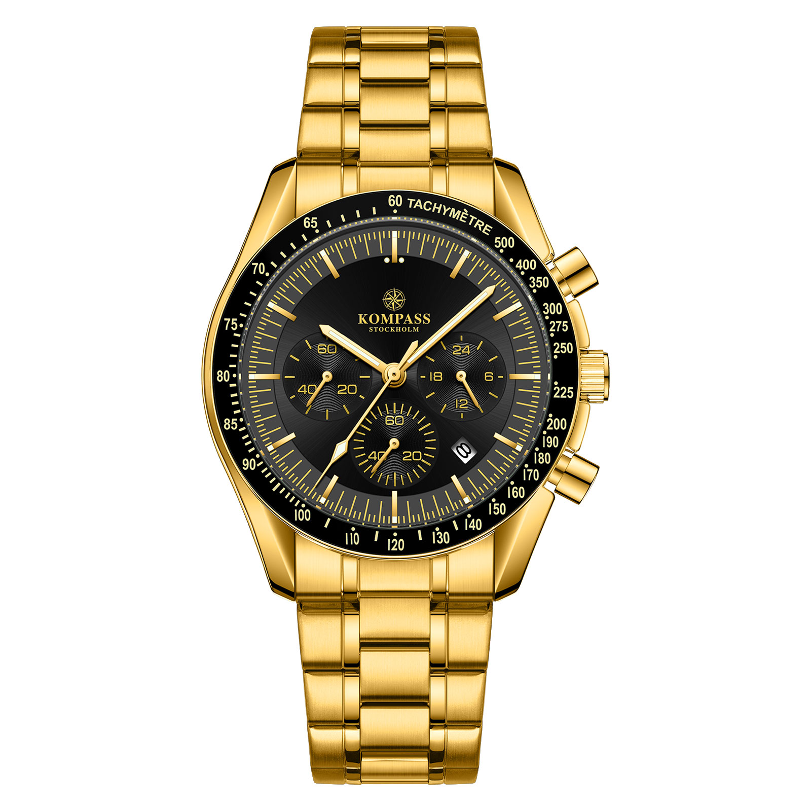 Kompass Stockholm Kompass ChronoSpeed Steel Gold Black